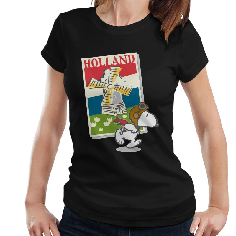 Peanuts Snoopy In Holland Women's T-Shirt-- Asymmetrical Pockets Print
