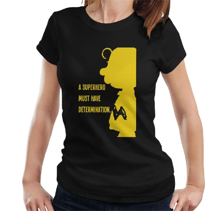 Peanuts Charlie Brown Superhero Women's T-Shirt-- Hooded Caped Shawl Collar