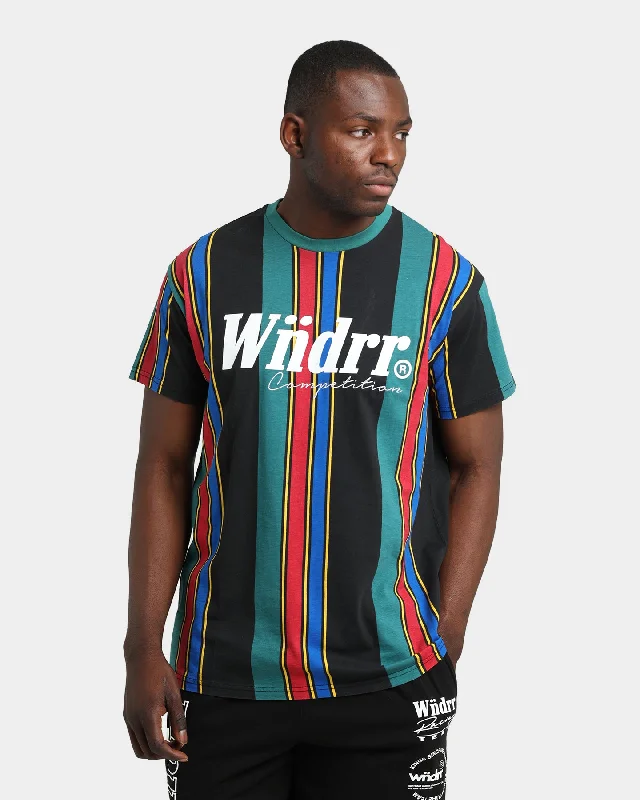 WNDRR Southway Vert Stripe T-Shirt Multi-coloured-- Mesh Blend Leather Blend Suede Blend