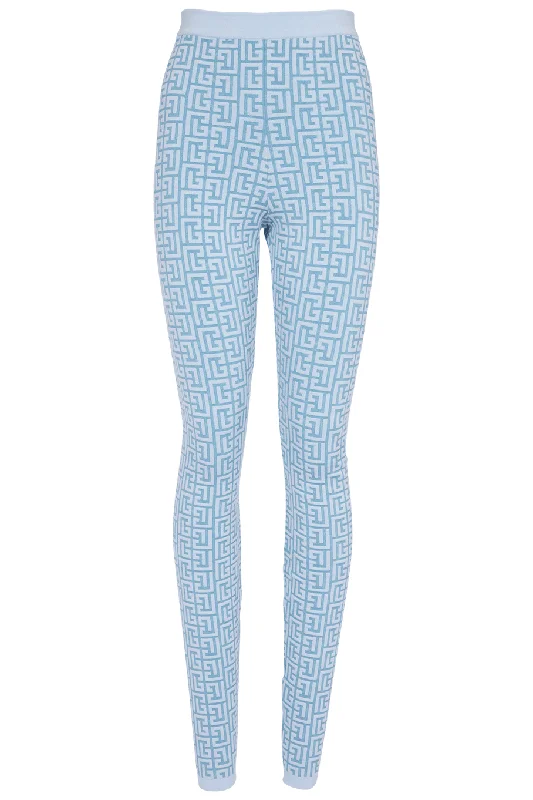 Monogram Knit Legging - Bleu Trendy Seamless Sports Leggings