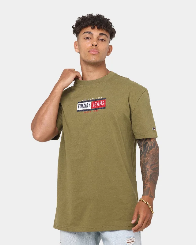 Tommy Jeans Timeless T-Shirt Uniform Olive-- Polka Dot Checkered Tartan