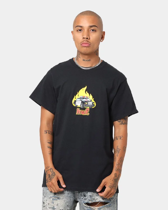 HUF Roasted T-shirt Black-- Print Jacquard Patchwork