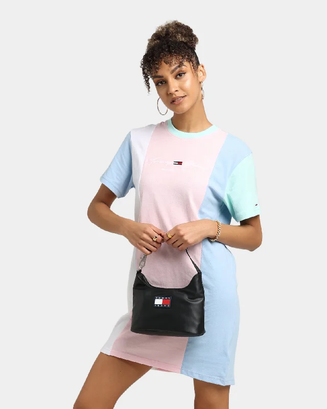 Tommy Jeans Women's Colour Block T-Shirt Dress Romantic Pink-- Hooded Caped Shawl Collar