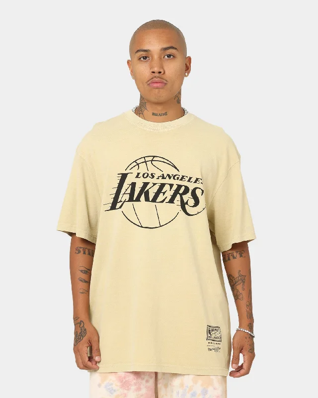 Mitchell & Ness Los Angeles Lakers Desert Sand Stencil T-Shirt Desert Sand-- Jersey Fabric Tulle Fabric Batik Fabric
