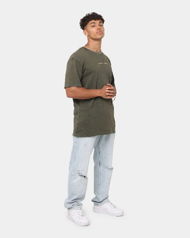 Tommy Jeans Metallic Linear T-Shirt Dark Olive-- Cashmere Blend Cotton Blend Poly Blend