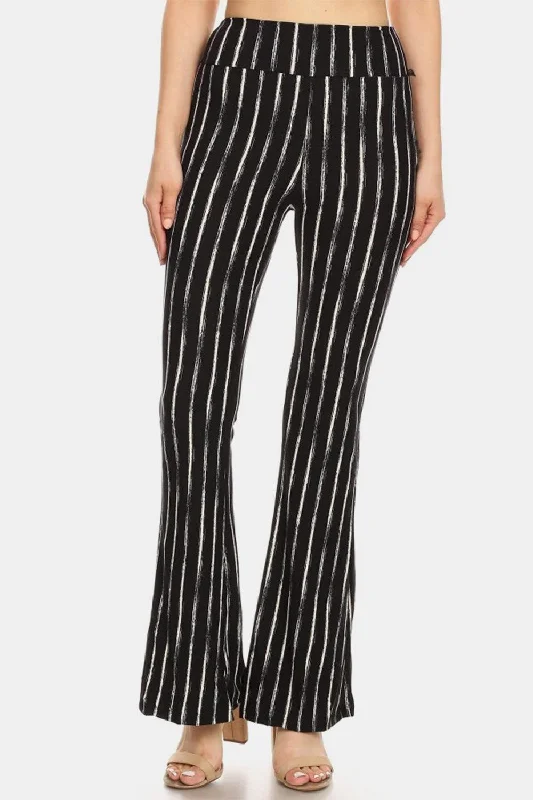 Leggings Depot Striped High Waist Flare Pants Stylish Side-Stripe Leggings