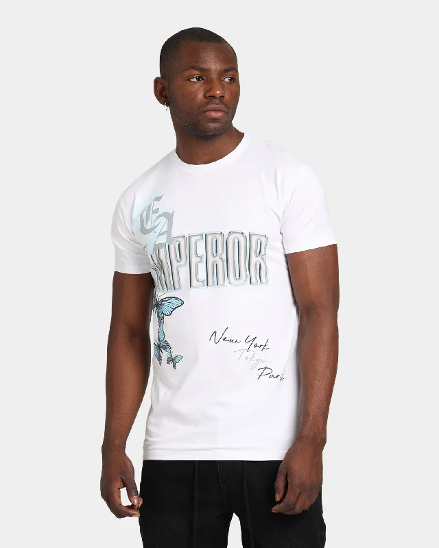 Emperor Apparel All Over Hussle T-Shirt White-- Chenille Brocade Lace