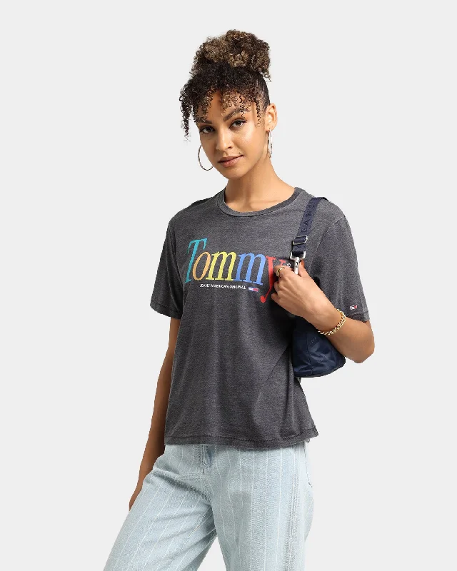Tommy Jeans Women's Relaxed Colour T-Shirt Black-- Houndstooth Herringbone Solid