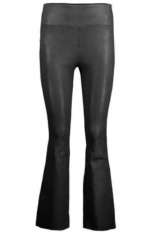 Ankle Flare Legging - Black Trendy Faux Suede Leggings