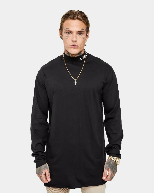 Saint Morta Vatos Long Sleeve T-Shirt Black/White-- Houndstooth Herringbone Solid