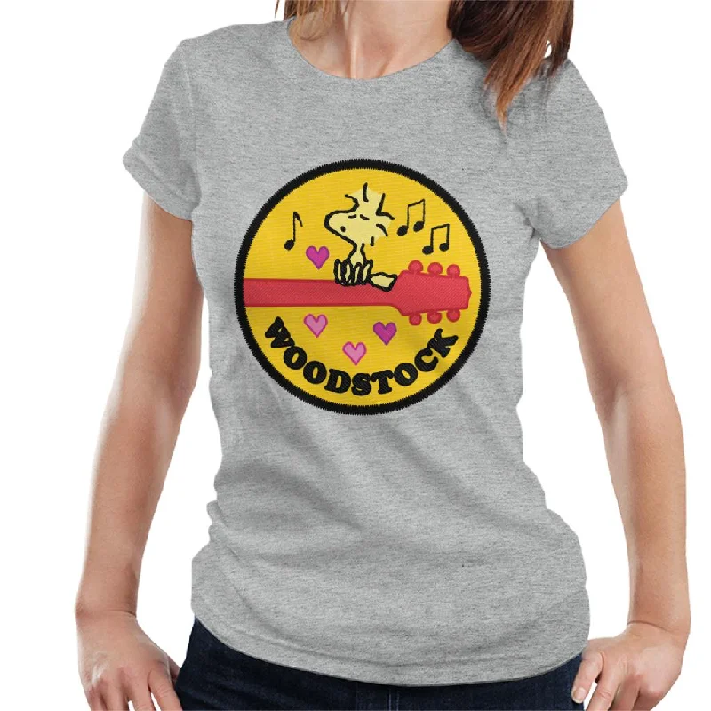 Peanuts Woodstock Perched On A Guitar Women's T-Shirt-- Layered Multi-layer Single Layer