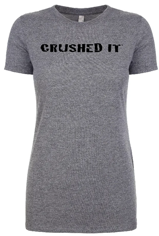Woman's short sleeve athletic tshirt "crushed it" by Endurance Apparel-- Faux Fur Fabric Real Fur Fabric Shearling Fabric