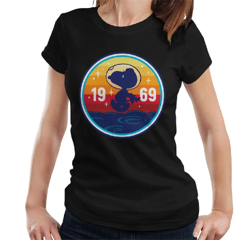 Peanuts Snoopy 1969 Moon Landing Women's T-Shirt-- Lace Blend Ribbed Blend Corduroy Blend