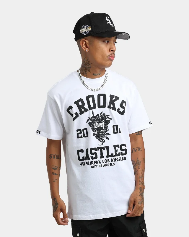 Crooks & Castles Fairfax Varsity T-Shirt White-- Zippered Front Buttoned Front Snap Front