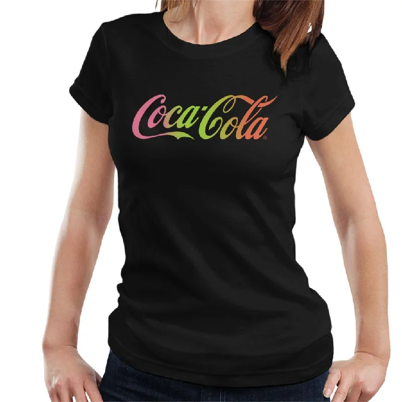 Coca Cola Rainbow Gradient Logo Women's T-Shirt-- Rayon Fabric Velvet Fabric Corduroy Fabric
