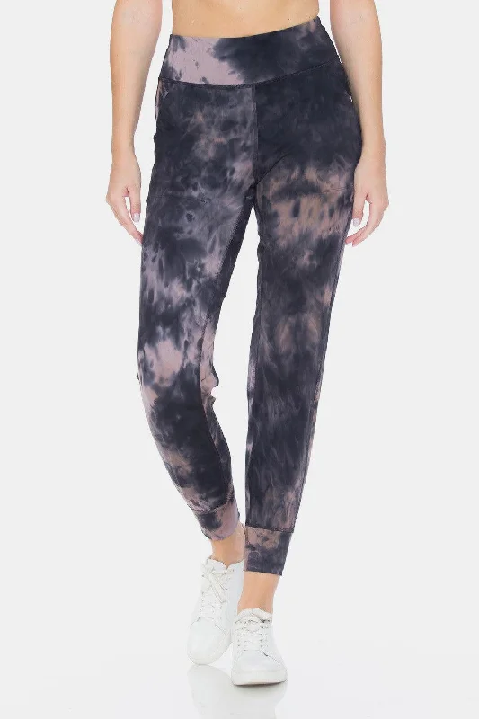 Leggings Depot Tie-Dye High Waist Cropped Leggings Fashionable Fitted Workout Leggings
