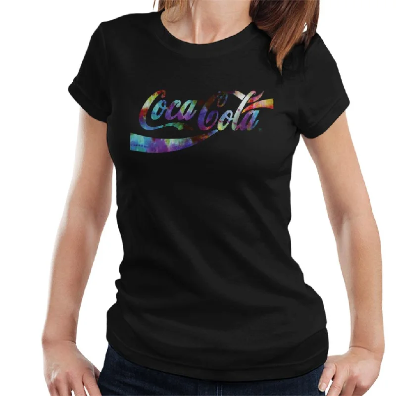 Coca Cola Colourful Gradient Mist Logo Women's T-Shirt-- Faux Fur Fabric Real Fur Fabric Shearling Fabric
