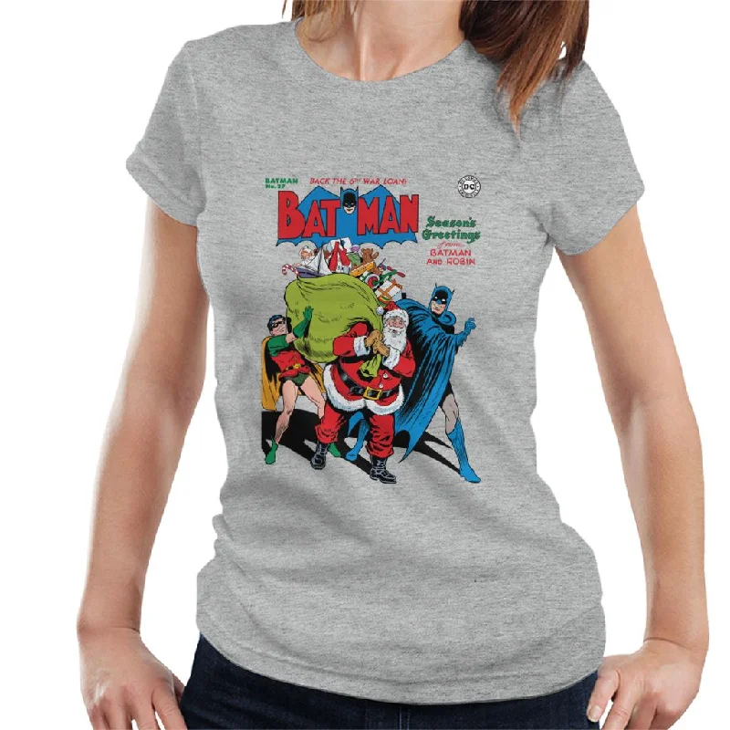 Batman Christmas Seasons Greetings Women's T-Shirt-- Polka Dot Checkered Tartan