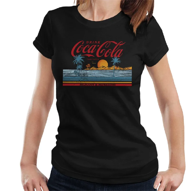 Coca Cola Delicious And Refreshing Ocean Waves Women's T-Shirt-- Mesh Fabric Canvas Fabric Denim Fabric