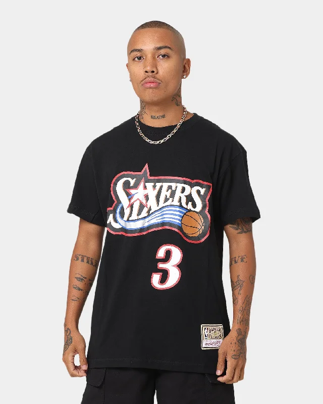 Mitchell & Ness Philadelphia 76ers Allen Iverson #3 Legends N&N T-Shirt Black-- Seamless Knitted Crochet