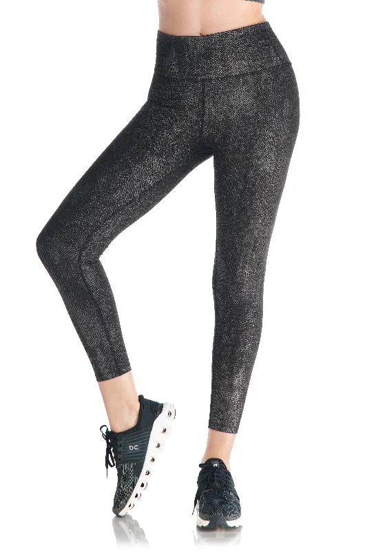 2-Tone Serpent High-Waist Leggings Fashionable Minimal Active Leggings