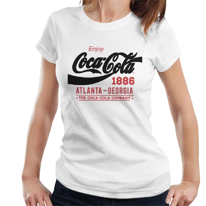 Coca Cola Black Classic Logo Women's T-Shirt-- Print Jacquard Patchwork