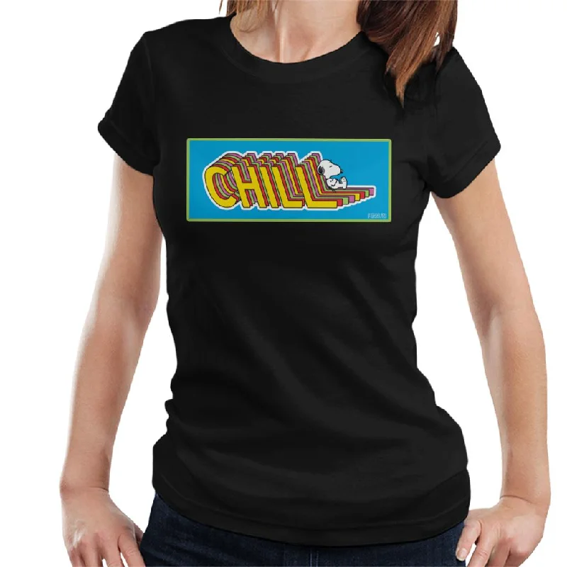 Peanuts Snoopy Chill Women's T-Shirt-- Fitted T-Shirt Seamless Stretchy