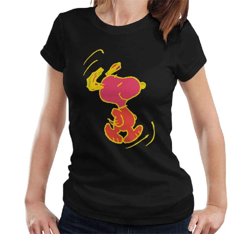 Peanuts Snoopy Colourful Sketch Women's T-Shirt-- Mesh Blend Leather Blend Suede Blend