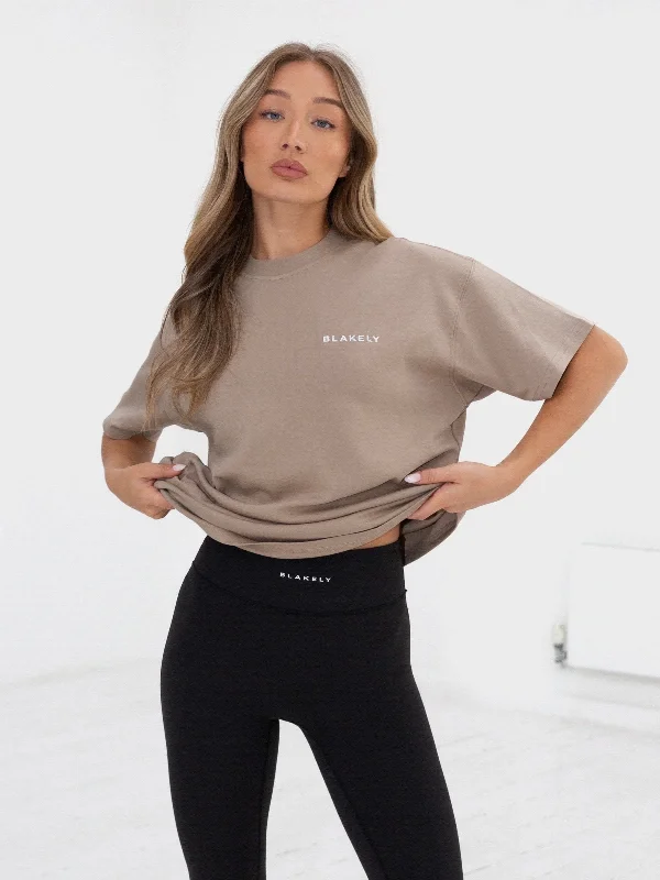 Series Oversized T-Shirt - Washed Khaki-- Striped Floral Plaid