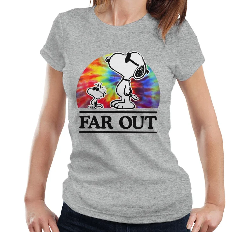 Peanuts Far Out Snoopy & Woodstock Women's T-Shirt-- Rayon Fabric Velvet Fabric Corduroy Fabric