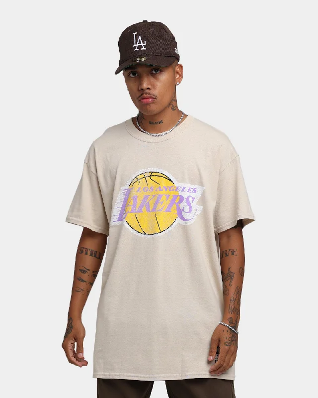 Mitchell & Ness Los Angeles Lakers Sandstone Team Logo T-Shirt Stone-- Anti-Shrink Durable Soft