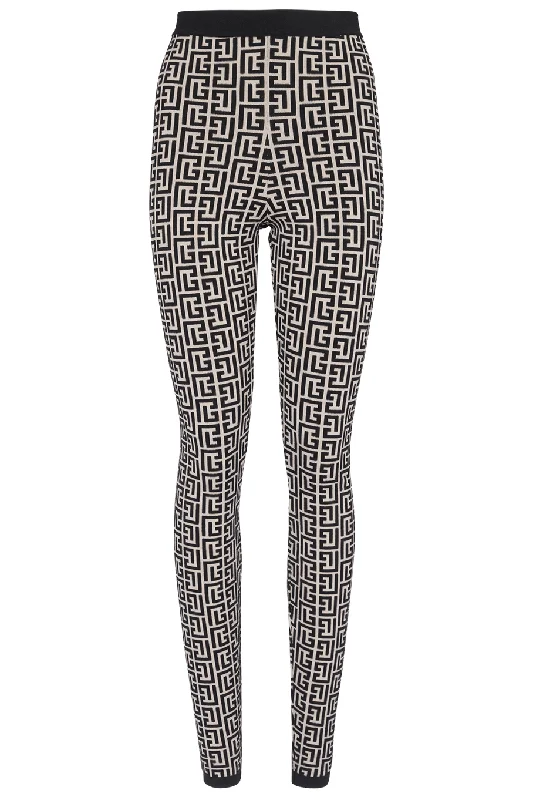 Monogram Knit Legging - Ivoire Noir Cozy Yoga Compression Leggings