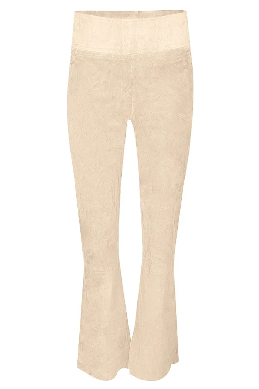 Ankle Flare Legging - Off White Trendy Sporty Compression Leggings