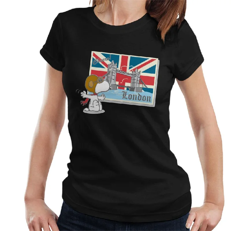 Peanuts Snoopy In London Women's T-Shirt-- Anti-Pilling Machine Wash Handmade