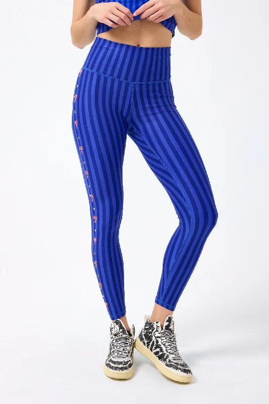 Phillies TLC Leggings in Electric Blue Chalk Stripe Comfortable Ribbed Sports Leggings