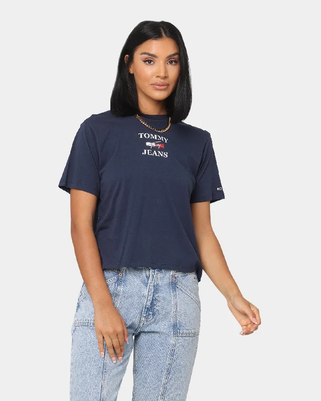 Tommy Jeans Women's Boxy Crop Essential Logo T-Shirt Twilight Navy-- Fitted T-Shirt Seamless Stretchy