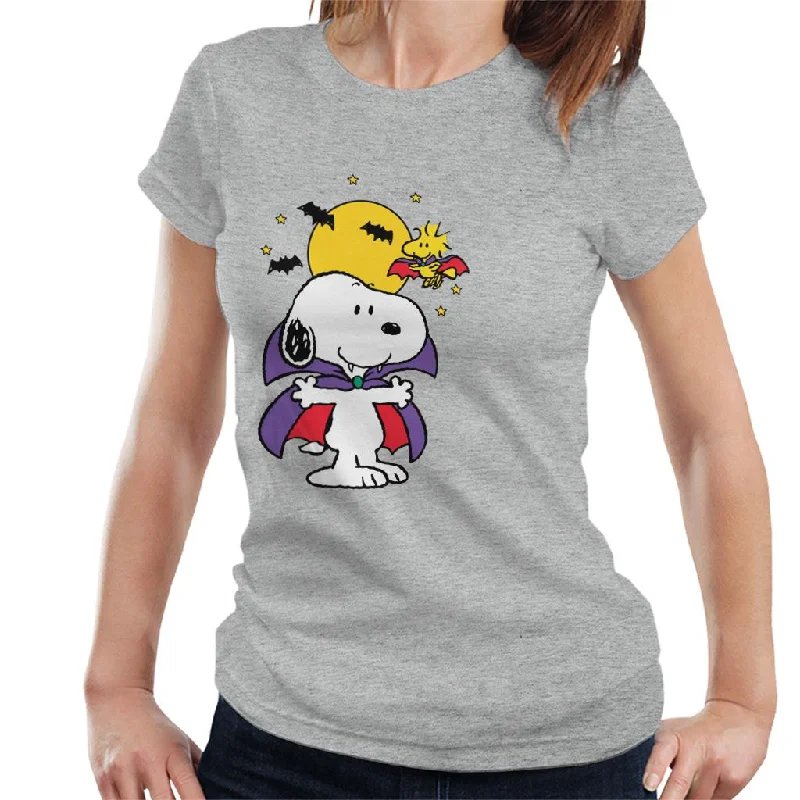 Peanuts Halloween Snoopy Vampire Women's T-Shirt-- Houndstooth Herringbone Solid