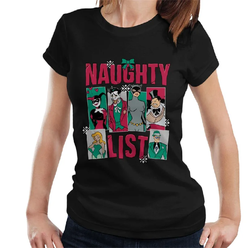 Batman Christmas Naughty List Women's T-Shirt-- Thin T-Shirt Open Front Quick Dry