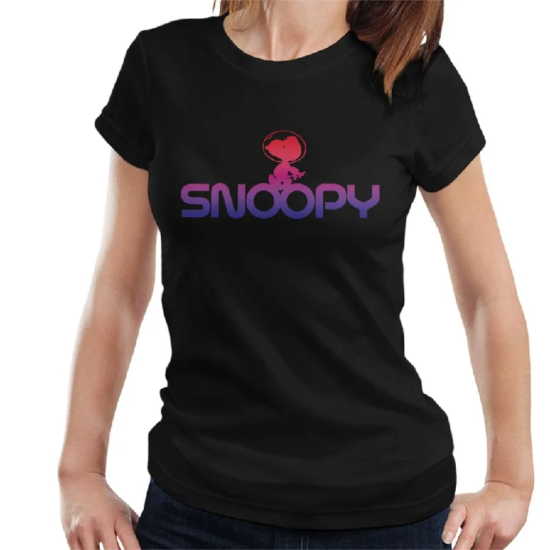 Peanuts Snoopy Purple Pink Fade Women's T-Shirt-- Beaded Sequined Faux Fur