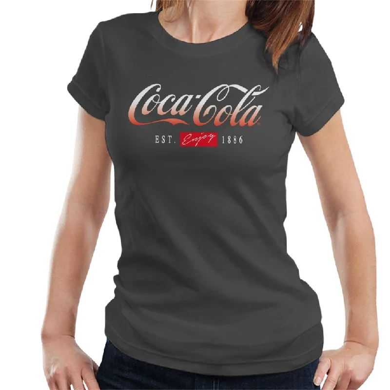 Coca Cola Gradient Logo Women's T-Shirt-- Satin Fabric Silk Fabric Chiffon Fabric
