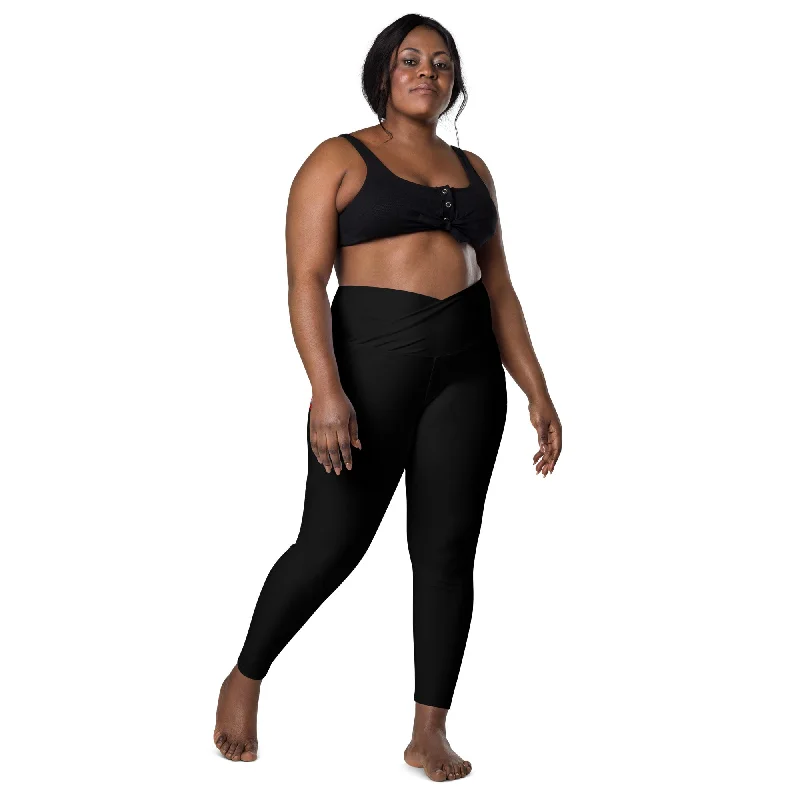Crossover leggings with pockets Fashionable Sports Compression Leggings