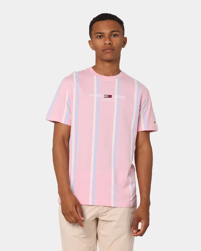 Tommy Jeans Stripe 3 T-Shirt Romantic Pink-- Terry Blend Velvet Blend Canvas Blend
