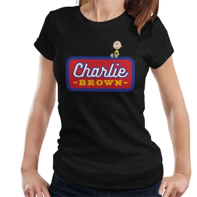 Peanuts Charlie Brown Badge Women's T-Shirt-- Layered Multi-layer Single Layer