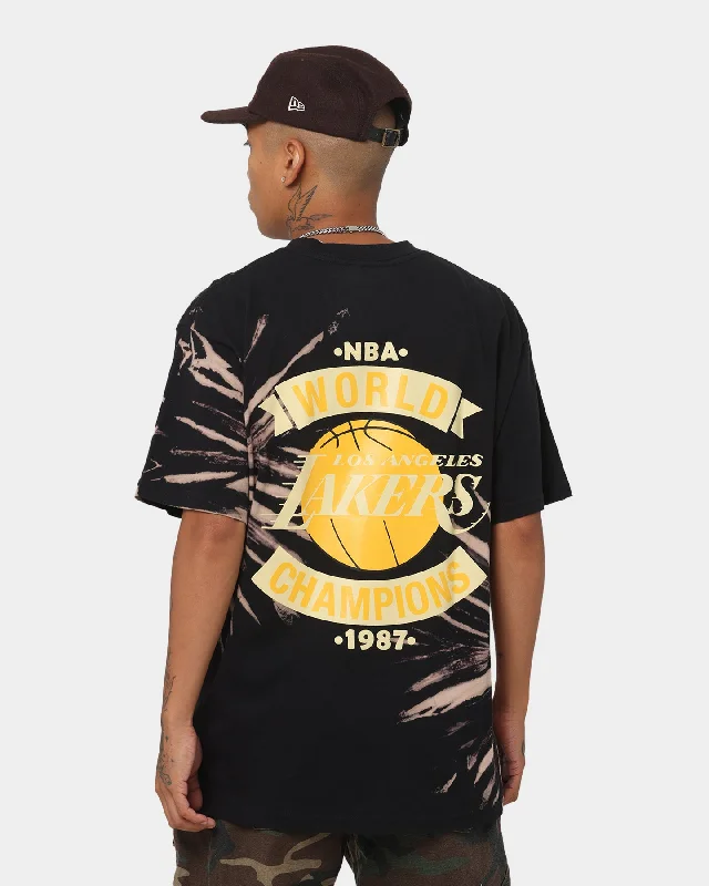Mitchell & Ness Los Angeles Lakers '87 World Champs T-Shirt Black Tye Dye-- Faux Fur Fabric Real Fur Fabric Shearling Fabric