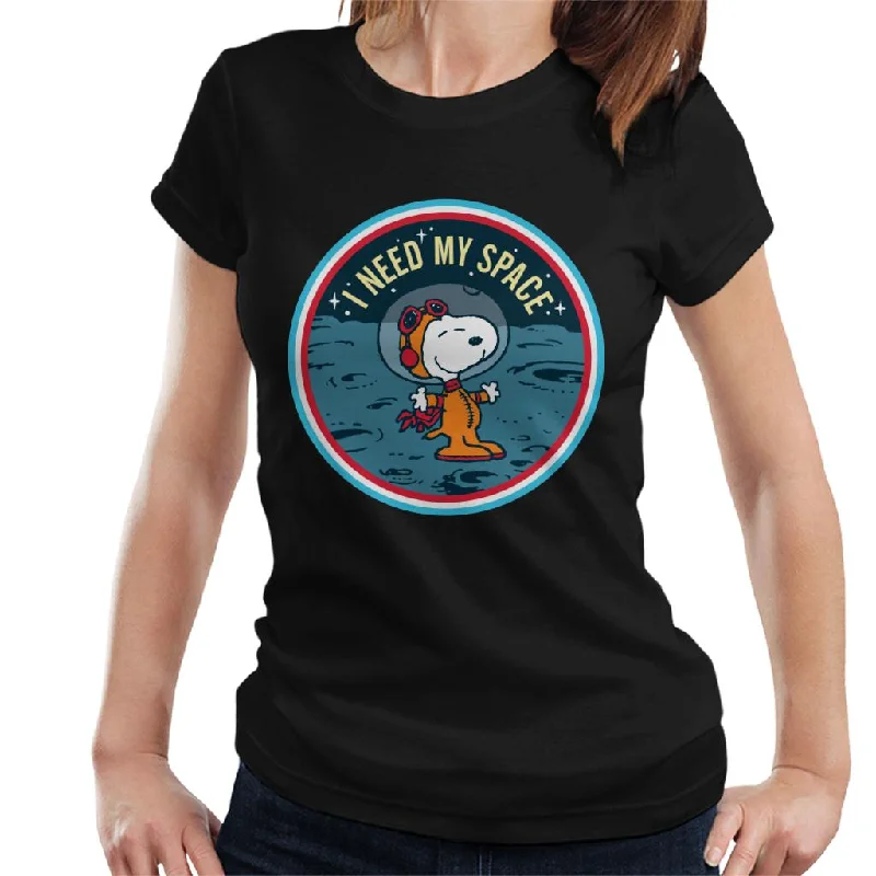 Peanuts Snoopy On The Moon I Need My Space Women's T-Shirt-- Terry Blend Velvet Blend Canvas Blend