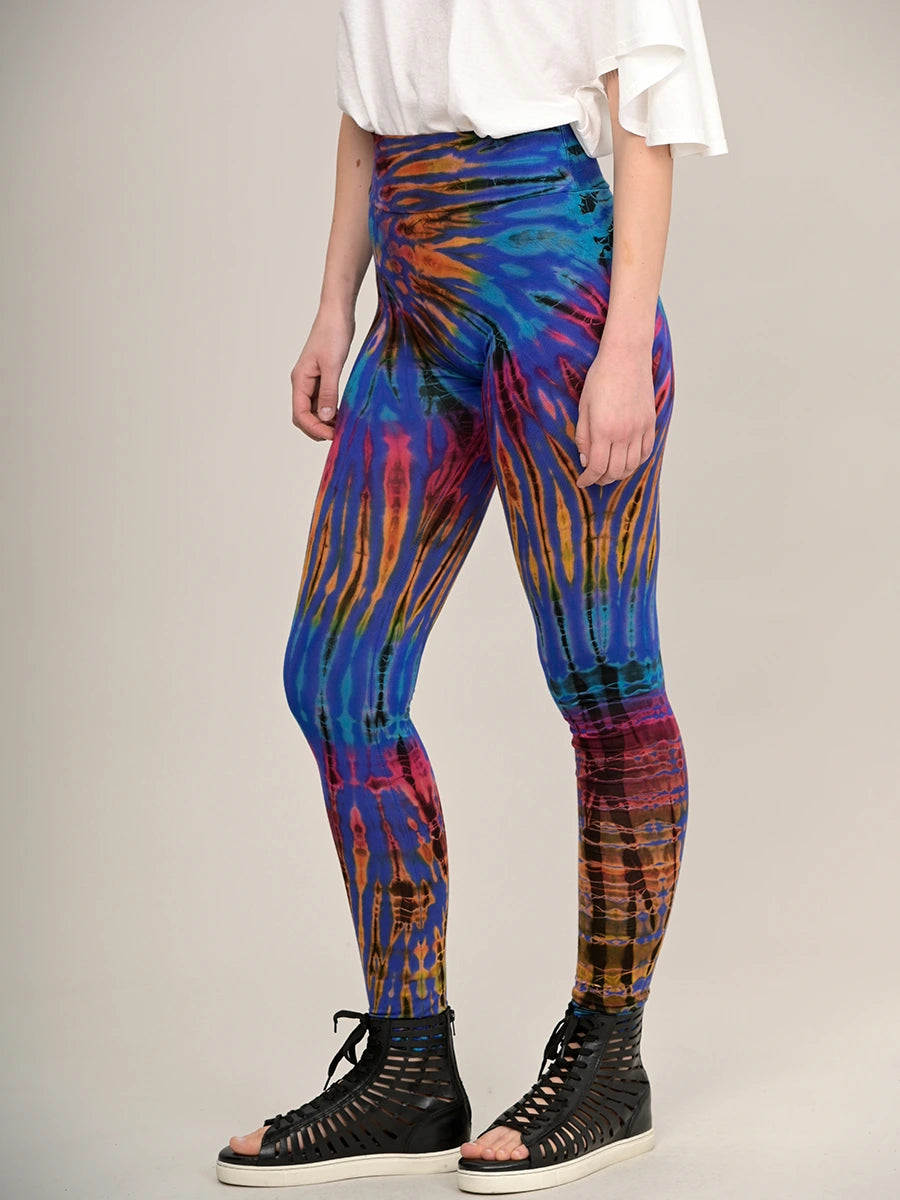 Tie Dye Leggings - Electric Blue Fashionable Printed Leggings