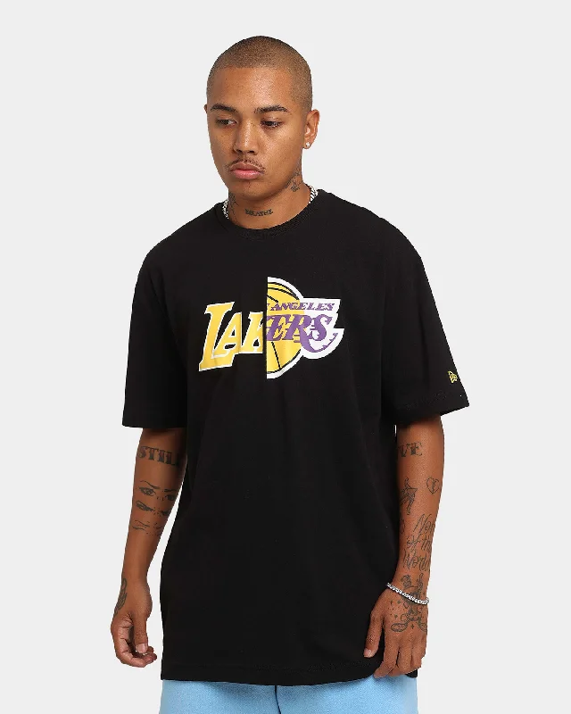 New Era Los Angeles Lakers Oversized Spilt T-Shirt Black-- Zippered Front Buttoned Front Snap Front
