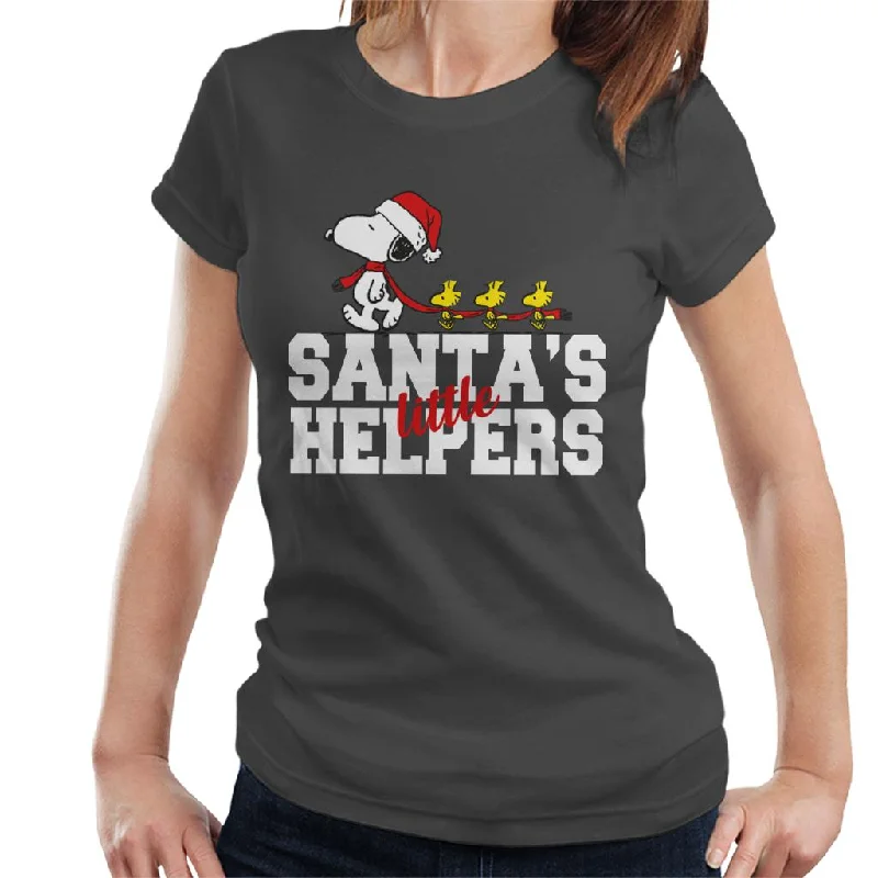 Peanuts Snoopy Woodstock Santas Little Helpers Women's T-Shirt-- Jersey Fabric Tulle Fabric Batik Fabric