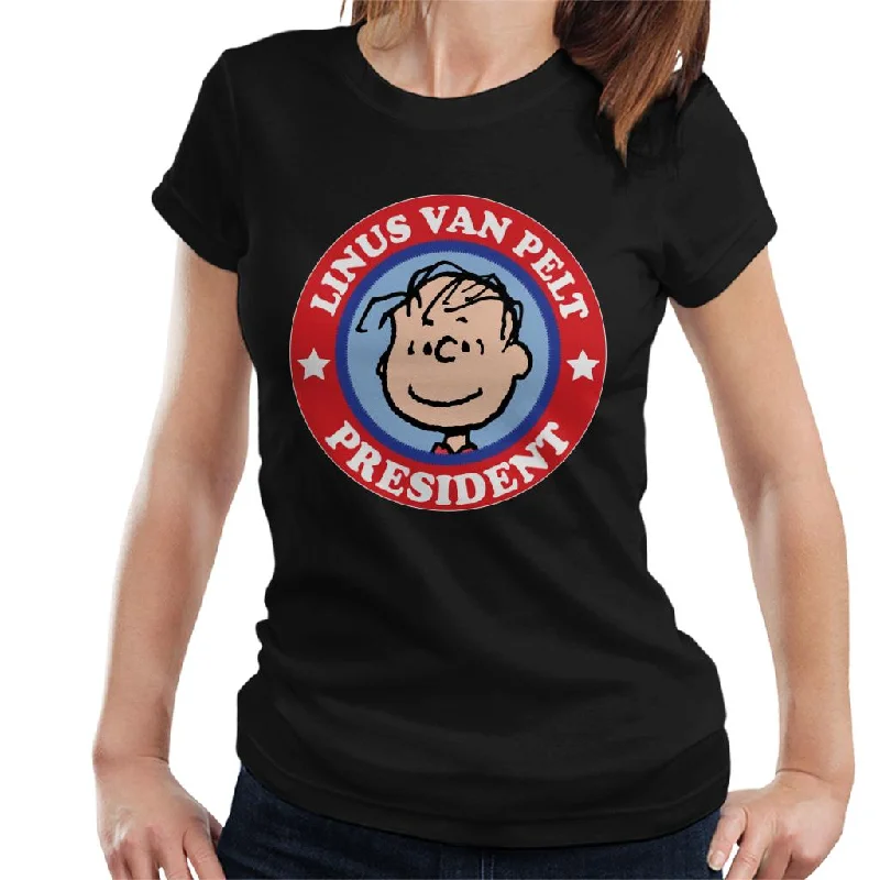 Peanuts Linus Badge Women's T-Shirt-- Ribbed T-Shirt High Neck Heavyweight