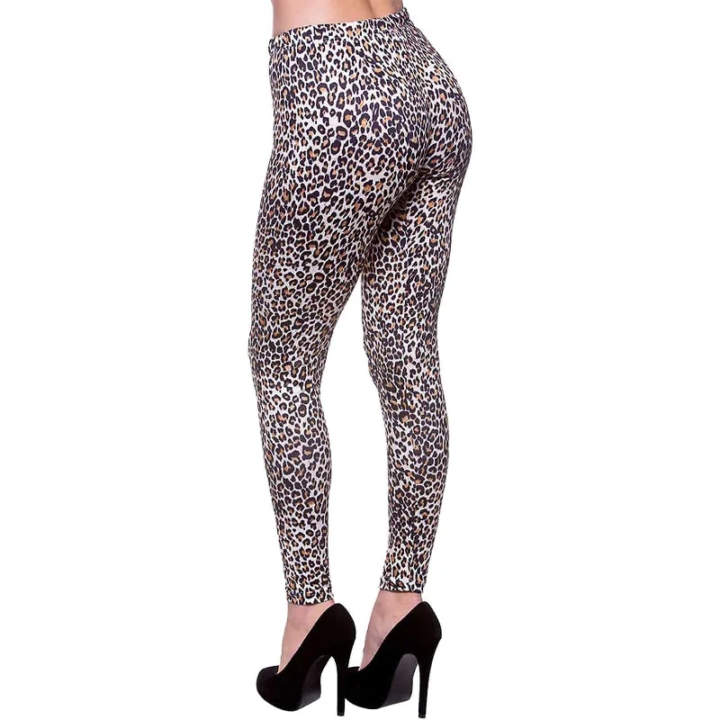 80s Leopard Leggings Big Cat Animal Print Disco Dancer Comfortable Fleece-Lined Leggings